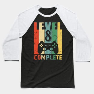 Vintage 8th Wedding Anniversary Level 8 Complete Video Gamer Birthday Gift Ideas Baseball T-Shirt